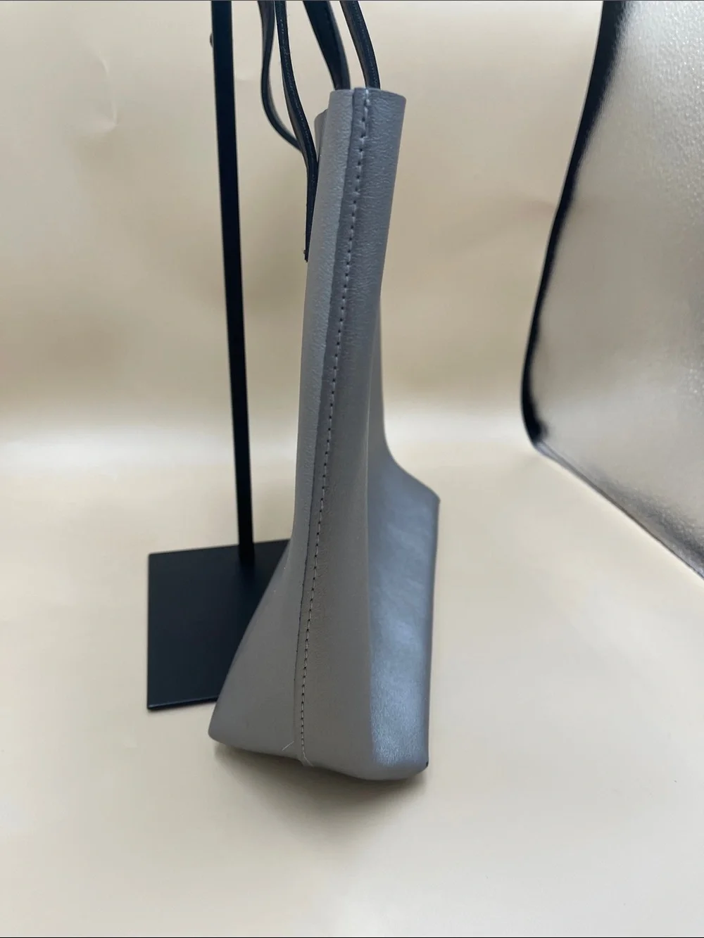 Minimalist Grey Tote with Black Straps